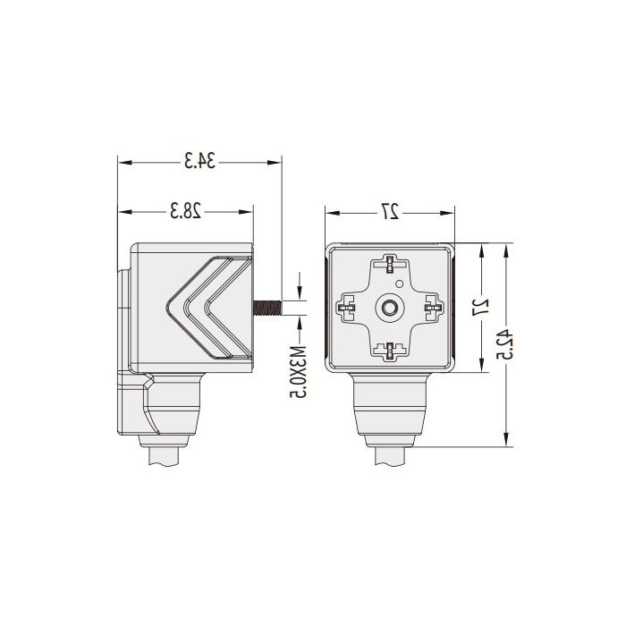 Pressure switch plug, 4-PIN, single-end precast PVC non-flexible cable, gray sheathed, 6VA101-XXX